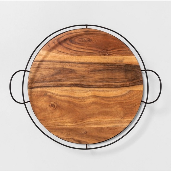 Hearth & Hand Magnolia Wood & Metal Tray/Platter 18” - Picture 2 of 4